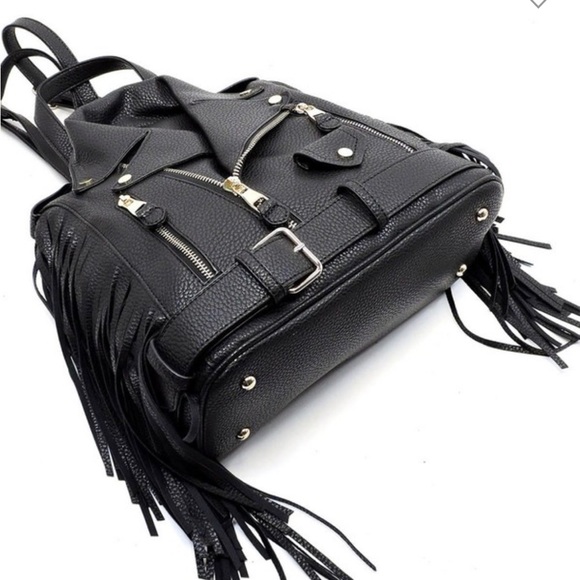 Motorcycle Jacket Fringe Backpack Purse - Picture 6 of 7